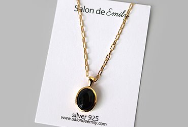 60cm onyx pendant silver necklace