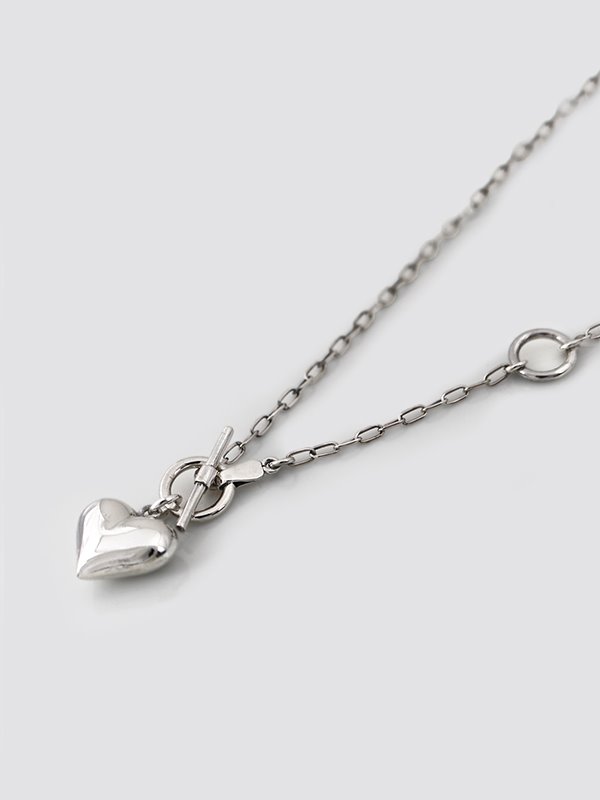 mid-length heart silver necklace