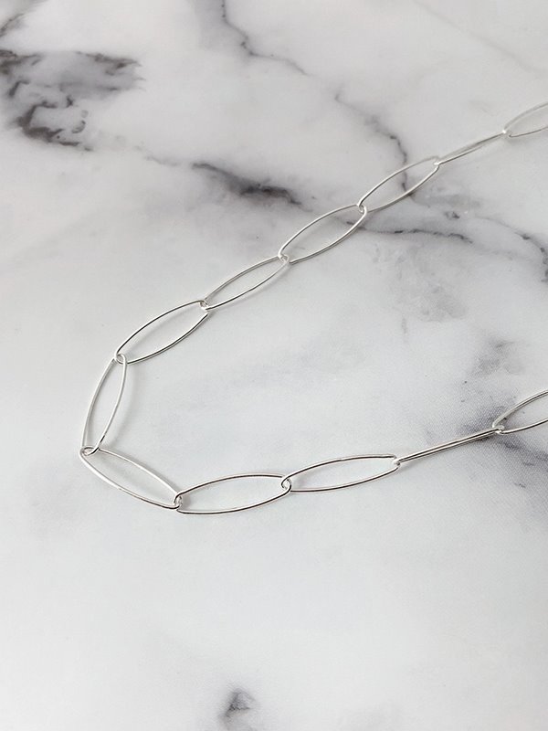 silver oval link necklace