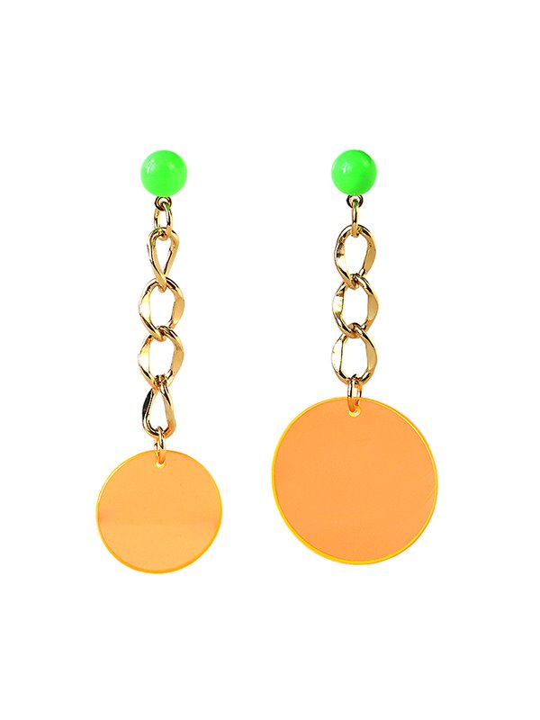 neon orange mismatch earrings
