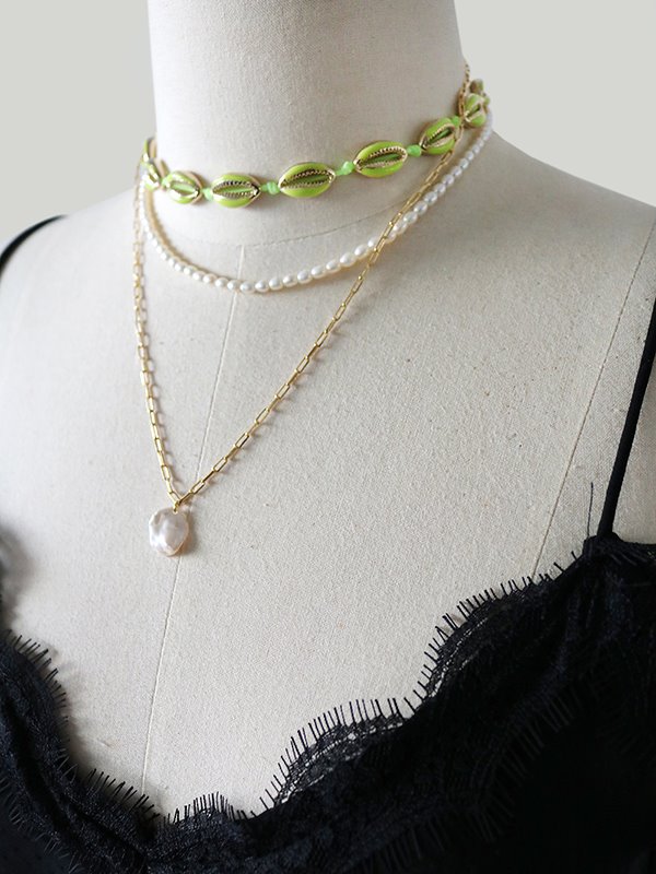 baroque pearl silver chain necklace