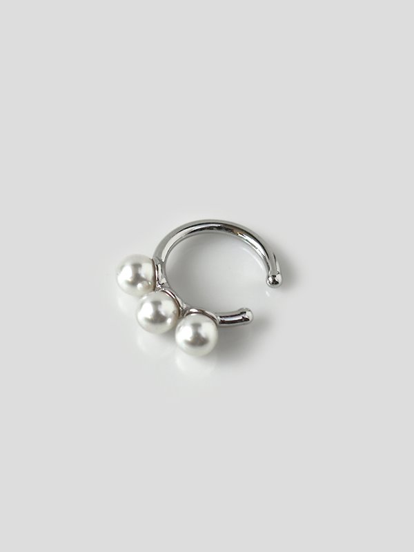 silver triple pearl ear cuff
