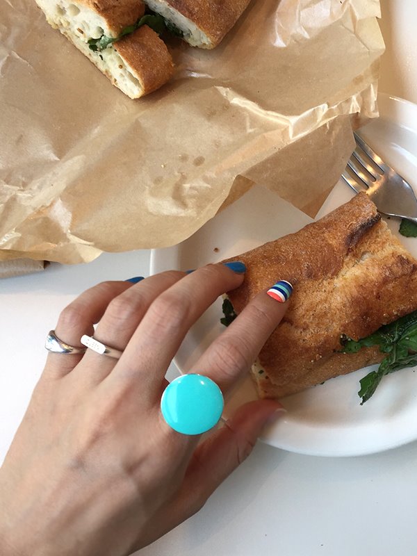 oversized silver turquoise ring
