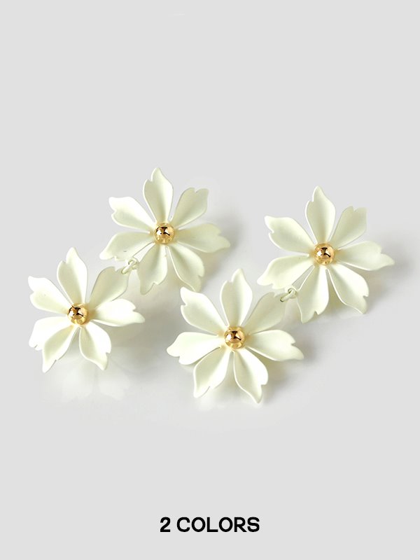 double flower earrings