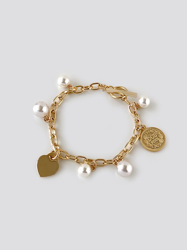gold pearl charm bracelet