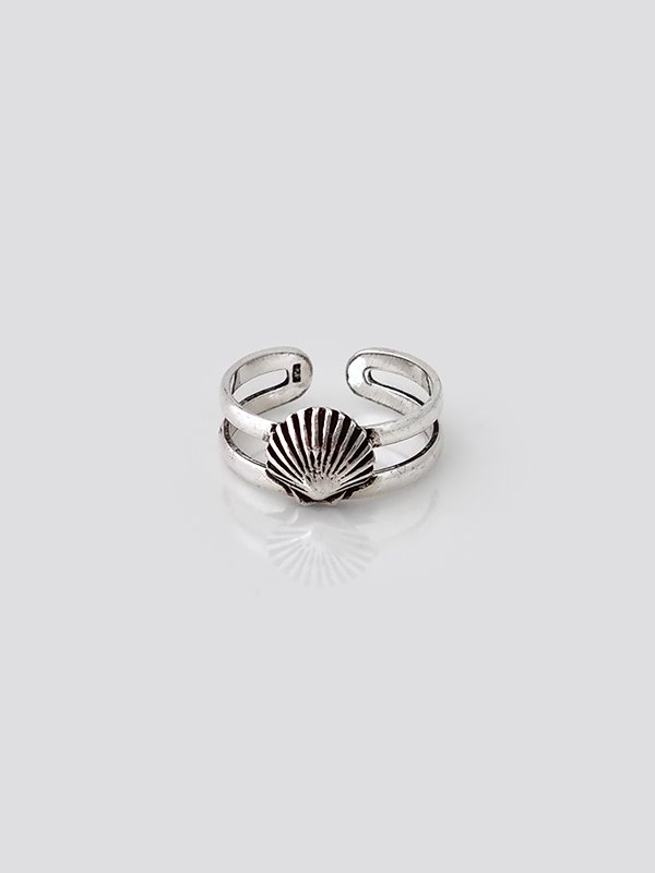 silver shell pinky ring