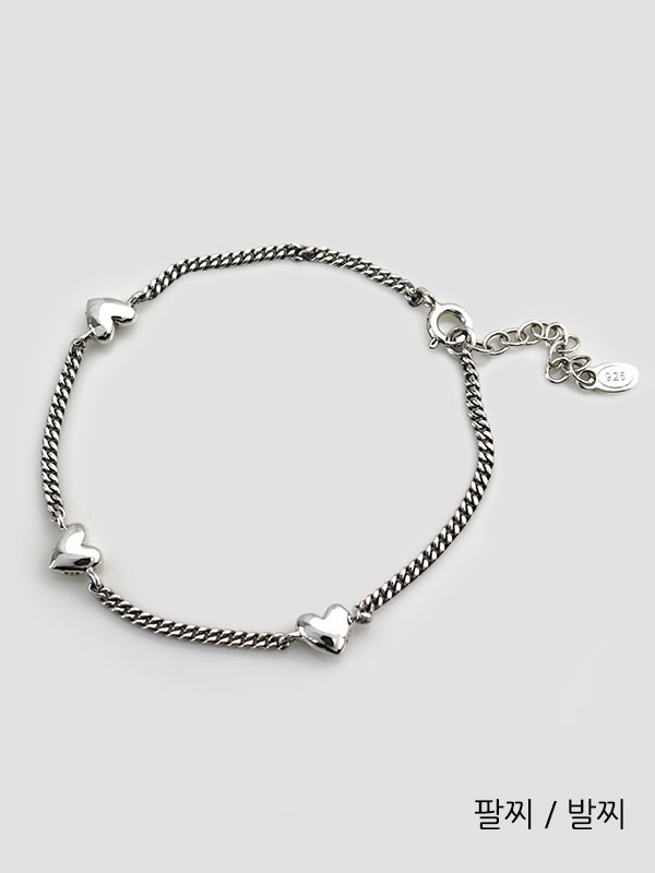 heart silver bracelet &amp; anklet