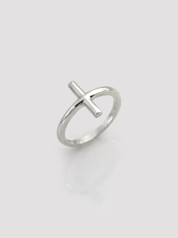 simple silver cross ring