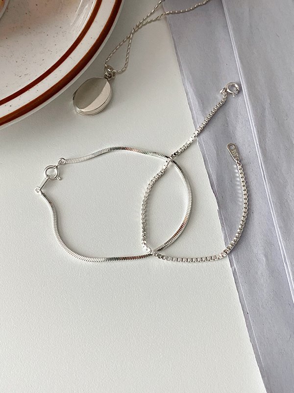 silver square snake chain bracelet