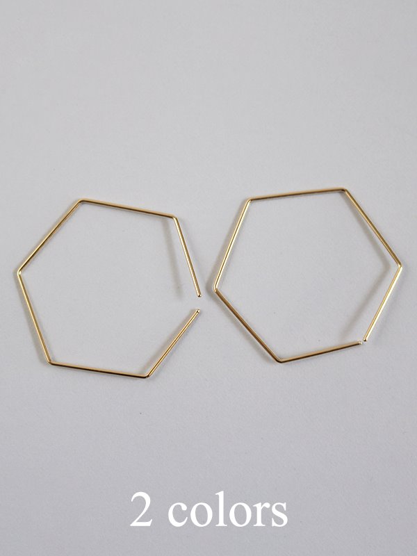 silver hexagon hoop earrings