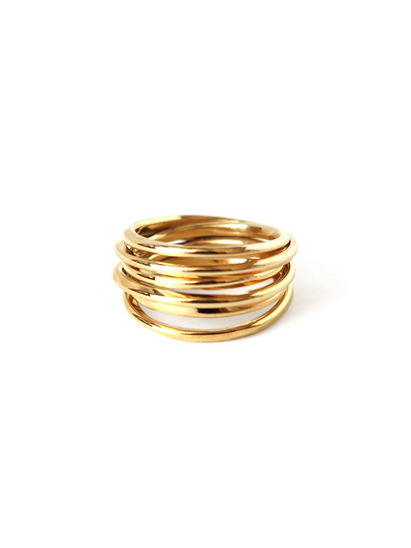gold tone silver multi-row ring