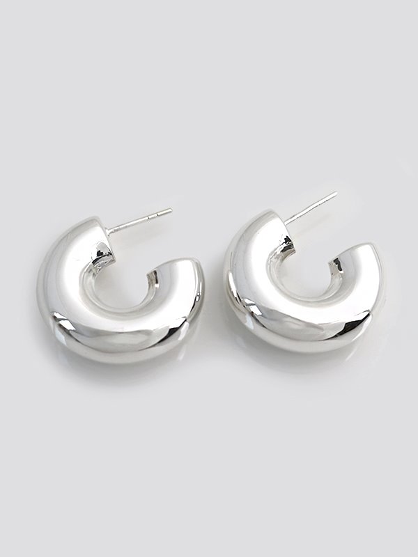 2.5 silver chunky hoop earrings