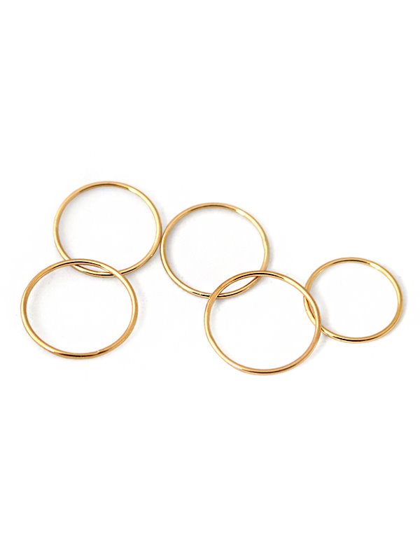 gold tone silver skinny ring set