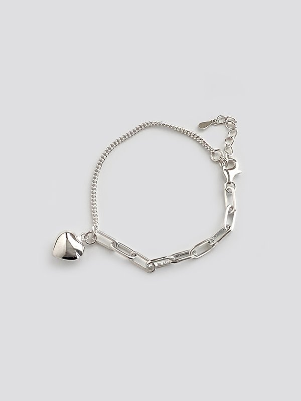 silver multi chain heart bracelet